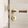 Shuodun New Chinese-style retro door lock, bedroom silent room door lock, walnut wood door lock, indoor magnetic door handle Specification image